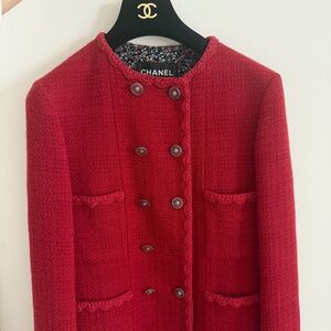 Red Wool Chanel Jacket BRAND NEW TAG ON!